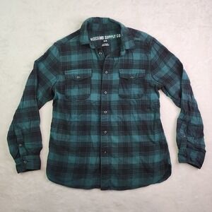 Vintage Y2K Mossimo Green Plaid Flannel Shirt Womens Medium 90s Grunge Gorpcore